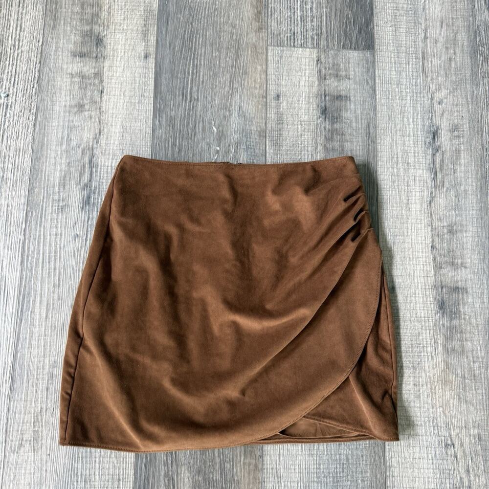 Abercrombie Fitch Brown Faux Suede Mini Skirt Medium Western Festival Boho Rodeo